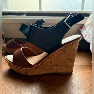 Black and Tan cork wedges
